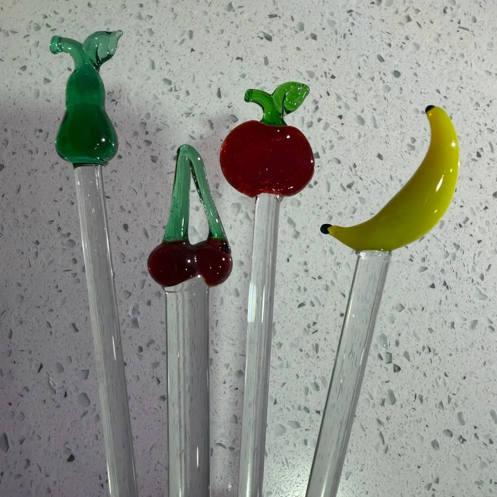 Fruit Glass Stirring Sticks Set – Green, Red & Yellow